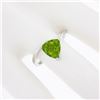 Image 3 : 14k White Gold 1.83cw Prong Set Trillion Cut Peridot Solitaire Bypass Ring