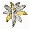 Image 2 : Vintage 18K TT Gold 1.20 ctw Pave Diamond Green Enamel Textured Flower Brooch Pi