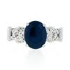 Image 4 : Vintage Platinum 4.95 ctw GIA Oval Dark Blue Sapphire w/ Old European Diamond Ri