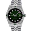 Image 2 : Rolex 36MM Stainless Steel Green Vignette Diamond And Emerald Datejust Wristwatc