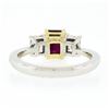 Image 7 : 18K Gold & Platinum 2.15 ctw GIA Burma VIVID RED Ruby & Emerald Cut Diamond Ring