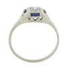 Image 2 : Antique Art Deco 18K White Gold 0.15 ctw Diamond w/ Sapphire Engraved Work Ring