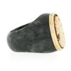 Image 6 : Vintage Carved Black Stone Wide Band Ring w/ 10k Gold Bezel Set Shell Cameo