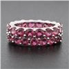 Image 2 : 14K White Gold Round Brilliant Red Stone Dual Row Eternity Wide Band Ring Sz 6