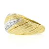 Image 4 : 18k Yellow Gold 0.56 ctw Pave Set Round Diamond Textured Grooved Bombe Band Ring