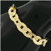 Image 3 : Estate 18k Gold 7.5" Fancy Diamond Cuts Interlocking Oval Link Chain Bracelet