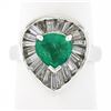 Image 9 : 14k White Gold 2.20 ctw GIA Pear Colombian Emerald Baguette Diamond Ballerina Ri