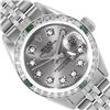 Image 1 : Rolex Ladies Stainless Steel Slate Gray Diamond And Emerald Date Wristwatch 26MM