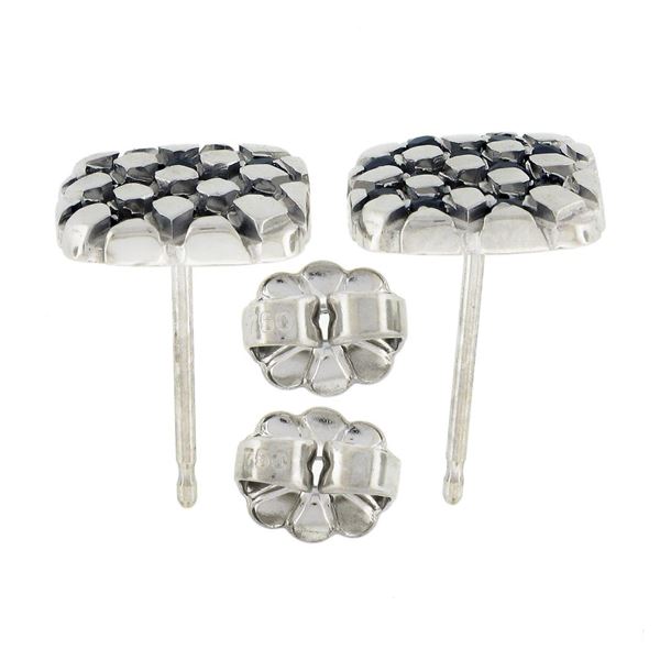 18k White Gold 0.36 ctw Mosaic Prong Set Sapphire Cushion Shape Stud Earrings