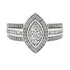 Image 4 : 10k White Gold 0.78 ctw Round Prong Diamond Marquise Shaped Cluster Promise Ring