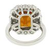 Image 7 : NEW Plat. & 18K Gold 10.7 ctw GIA Vivid Orange Sapphire Diamond Halo Cocktail Ri