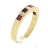 Image 9 : 18K Gold 0.88 ctw Alternating Square Step Cut Ruby & Diamond Channel Set Band Ri