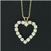 Image 4 : Vintage 14K Yellow Gold Round Cabochon Prong Opal Open Heart Pendant Necklace