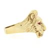 Image 5 : Vintage 14k Yellow Gold Diamond & Ruby Eyes Detailed Textured 3D Lion Head Ring