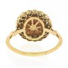 Image 6 : Antique Edwardian 18K Gold Platinum Button Angel Skin Coral w/ Diamond Halo Ring
