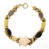 Image 5 : Antique 14K+ Gold 7" Agate Cameo Multi Shape Repousse Work Slide Charm Bracelet