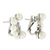 Image 4 : Vintage 14K White Gold Cultured Pearl & 0.25 ctw Diamond Flower Cluster Earrings