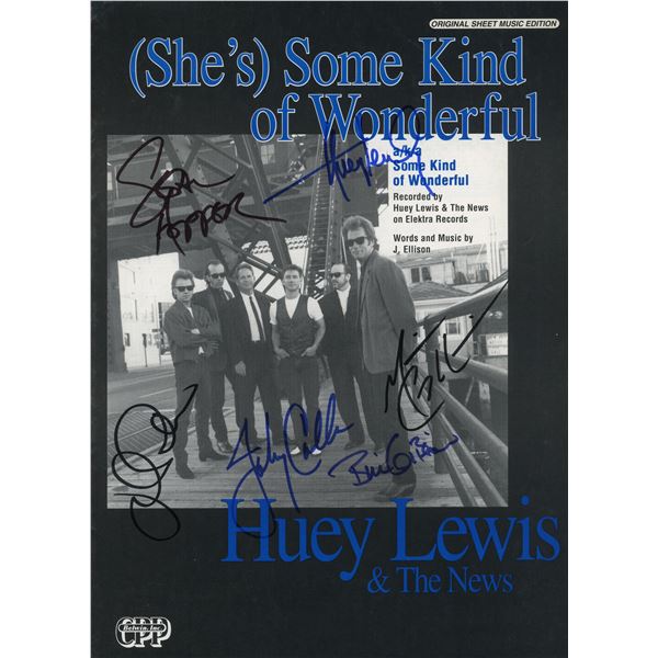 Huey Lewis and the News signed music sheet