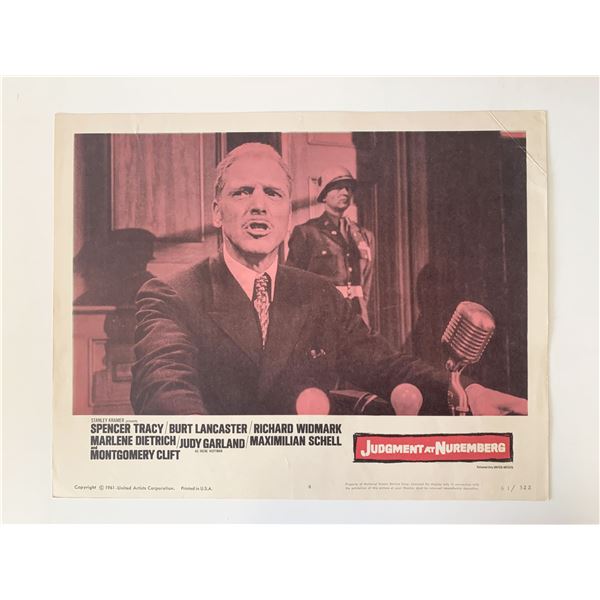 Judgment at Nuremberg original 1961 vintage lobby card