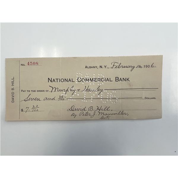 Governor of New York David B. Hill 1906 check