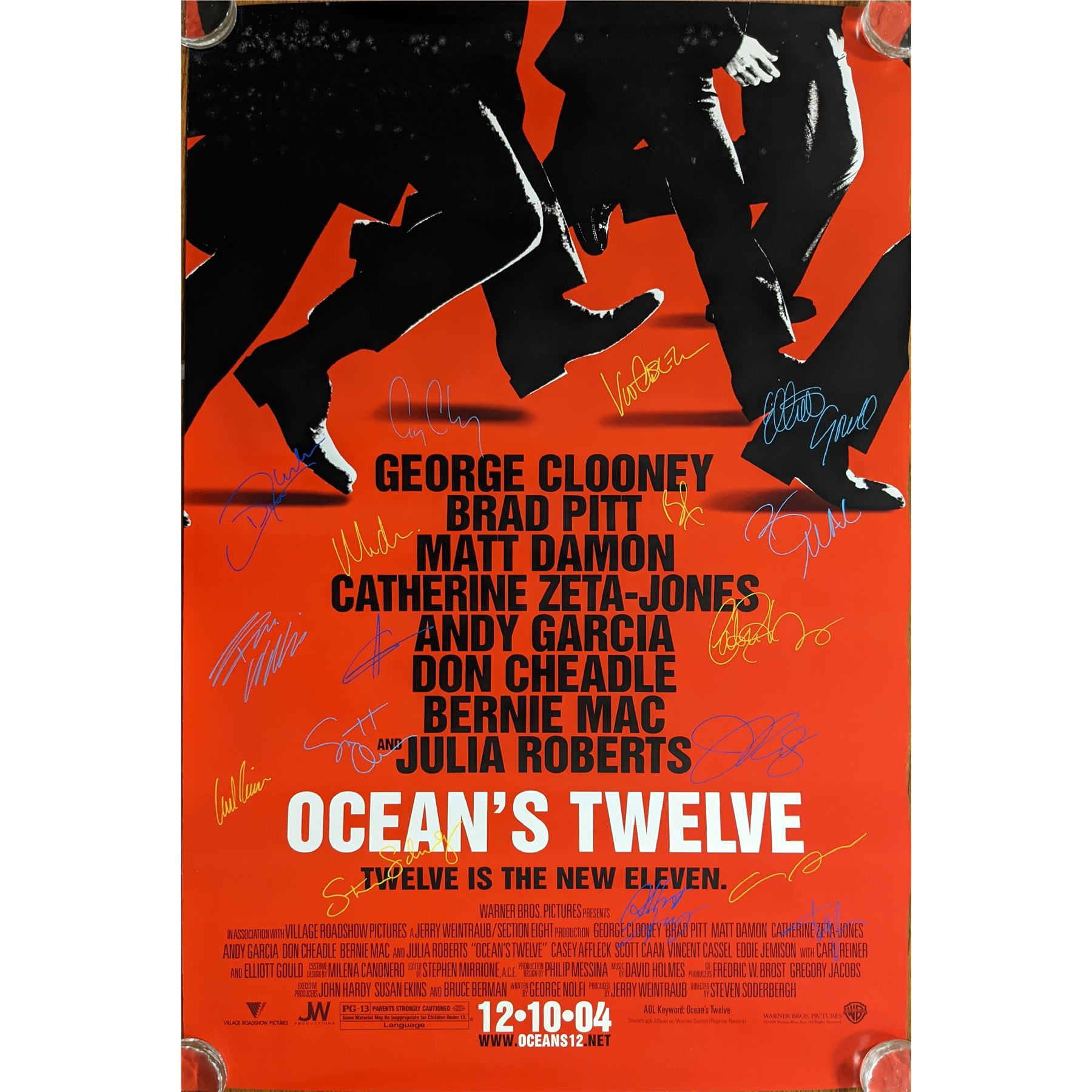 Oceans twelve cast signed movie poster