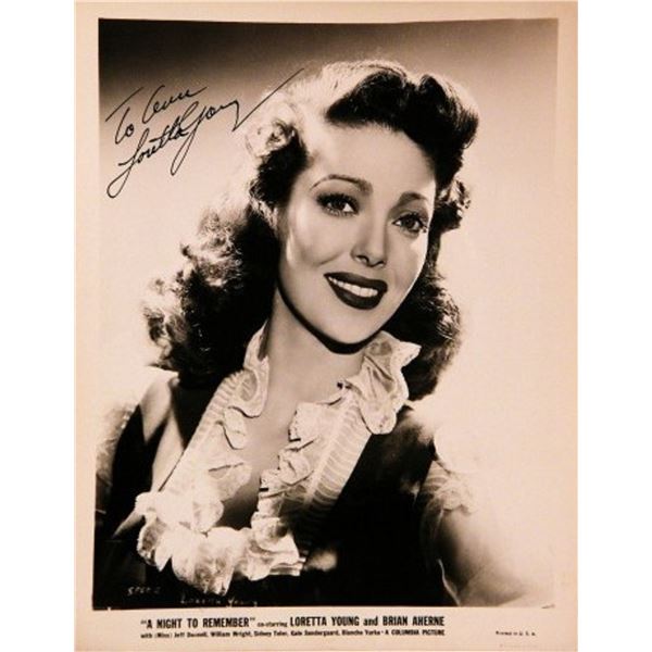 Loretta Young signed portrait photo