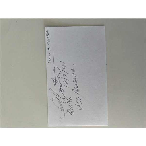Pearl Harbor survivor Louis Conter original signature