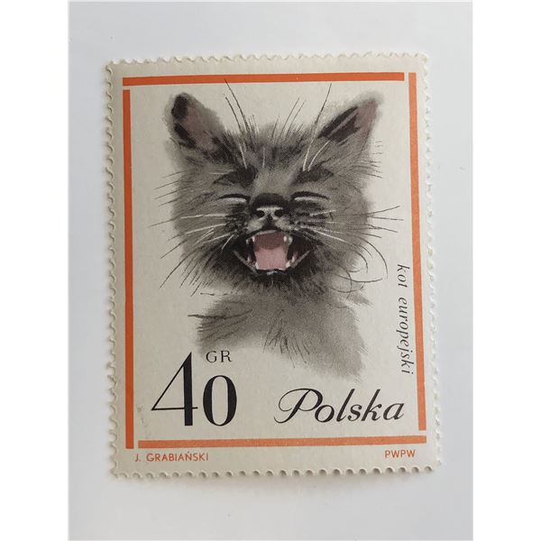 1964 Cat Stamp - Poland