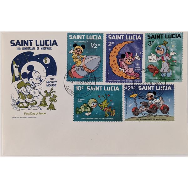 St. Lucia 1980  Disney Space Scenes First Day Cover