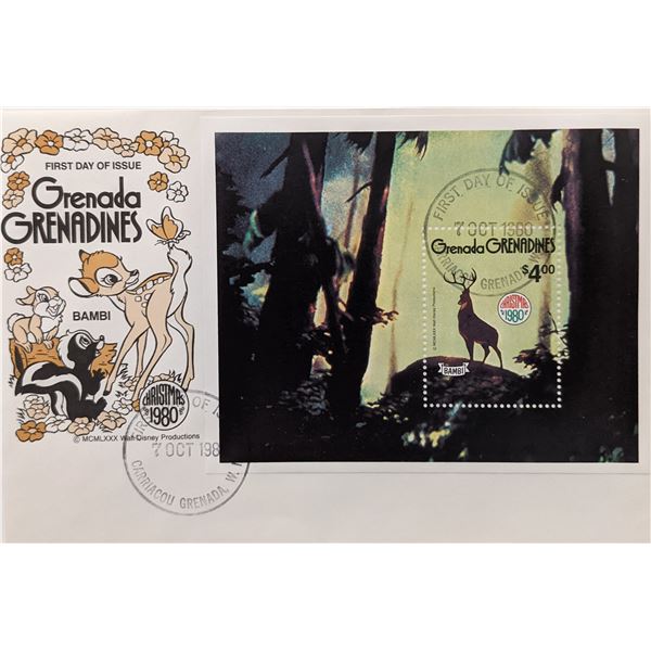 Grenada 1980 Bambi Souvenir First Day Cover