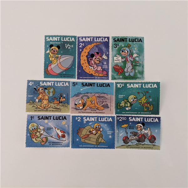 St. Lucia 1980 Disney Space Scenes Stamp Set