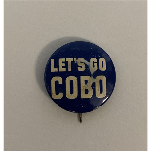 Let's go Cobo vintage campaign pin