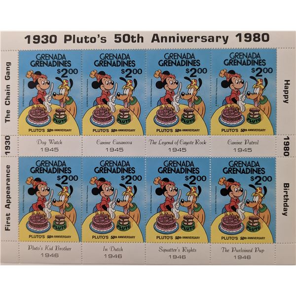 1980 Grenada  Pluto's 50th Anniversary Stamp Set
