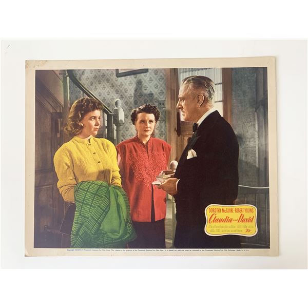 Claudia and David original 1946 vintage lobby card