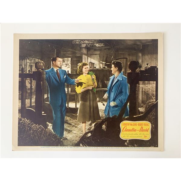 Claudia and David original 1946 vintage lobby card