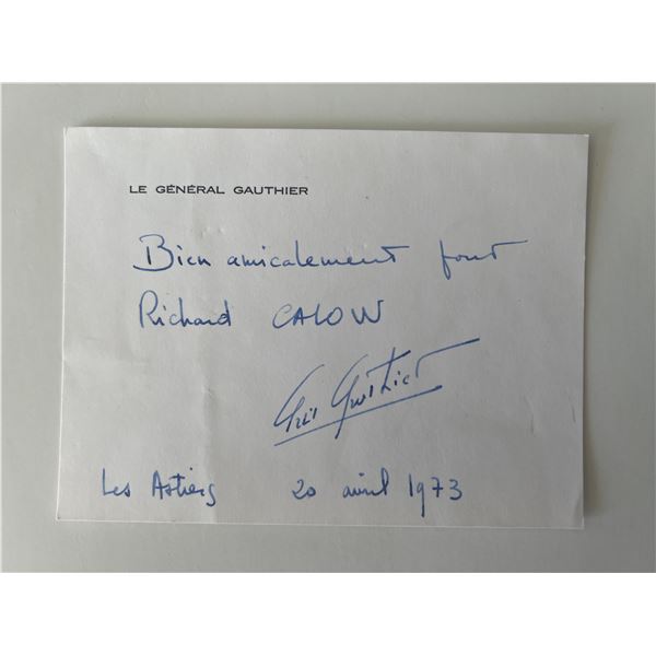 Jean-Robert Gauthier signed note