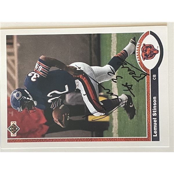 Chicago Bears Lemuel Stinson 1991 Upper Deck #339  signed trading card