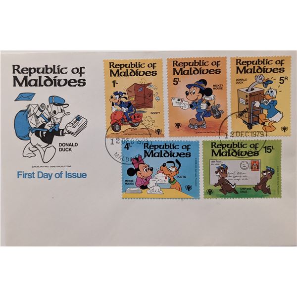 Maldives 1979 Disney Characters First Day Cover