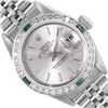 Image 1 : Rolex Ladies Stainless Steel Silver Index Emerald and Diamond Datejust Wristwatch With Rolex Box