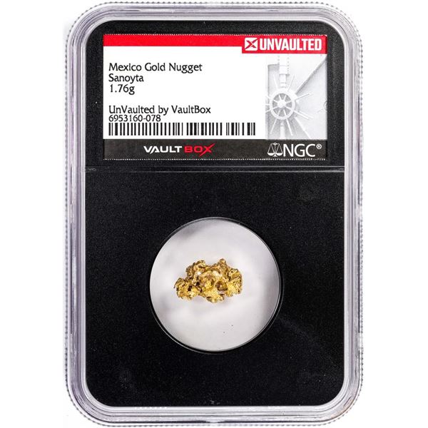 1.76 Gram Sanoyta Mexico Gold Nugget NGC Vaultbox Unvaulted