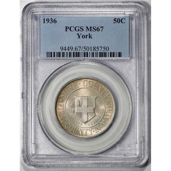 1936 York County Commemorative Half Dollar Coin PCGS MS67