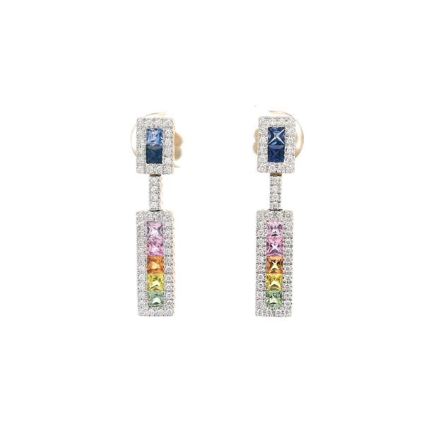 14KT Yellow Gold 1.40 ctw Sapphire and Diamond Earrings