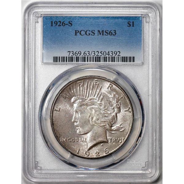 1926-S $1 Peace Silver Dollar Coin PCGS MS63