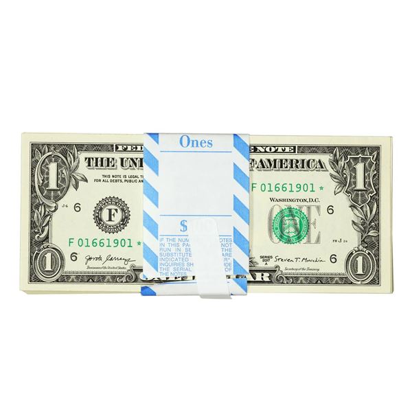 Pack of (100) Consecutive 2017A $1 Federal Reserve Star Notes Atlanta