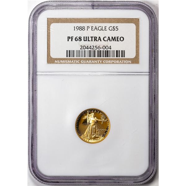 1988-P $5 Proof American Gold Eagle Coin NGC PF68 Ultra Cameo