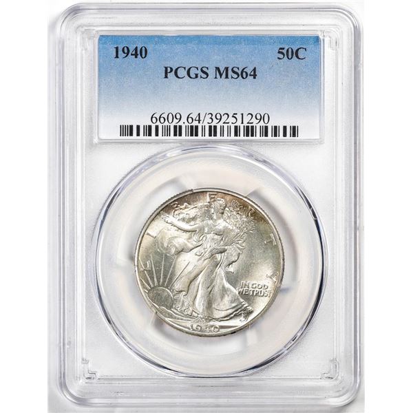 1940 Walking Liberty Half Dollar Coin PCGS MS64