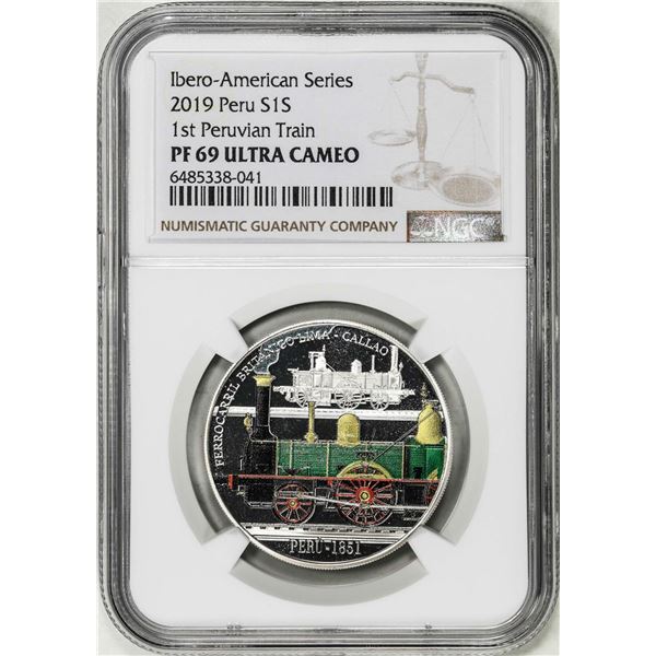 2019 Peru 1 Sol Ibero Historic Peruvian Train Proof Silver Coin NGC PF69 Ultra Cameo