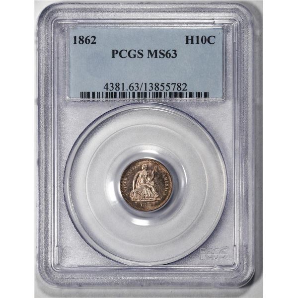 1862 Seated Liberty Half Dime Coin PCGS MS63