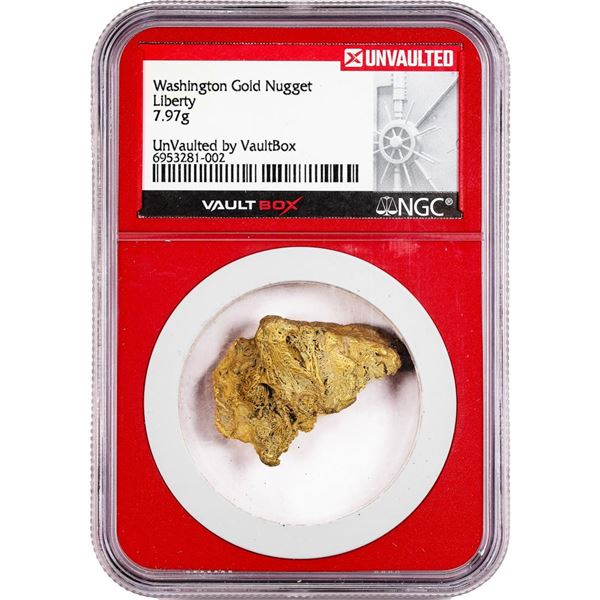 7.97 Gram Liberty Washington Gold Nugget NGC Vaultbox Unvaulted Red Core