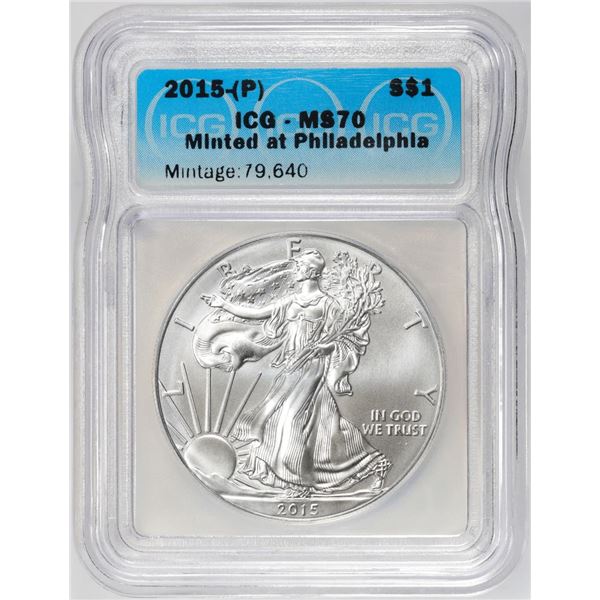 2015-(P) $1 American Silver Dollar Coin ICG MS70 Philadelphia
